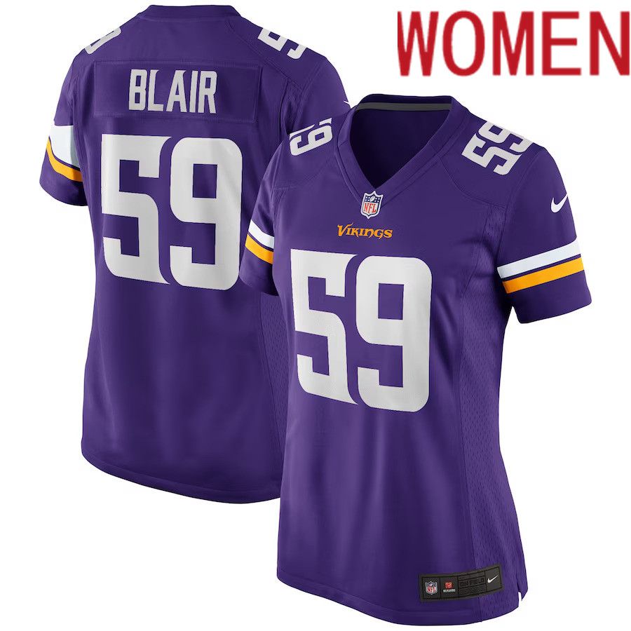 Women Minnesota Vikings #59 Matt Blair Nike Purple Game Retired Player NFL Jersey